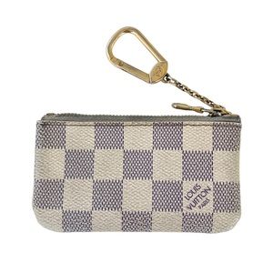 Authentic Louis Vuitton Damier Azur Key Cles Pouch Card & Coin Holder Case